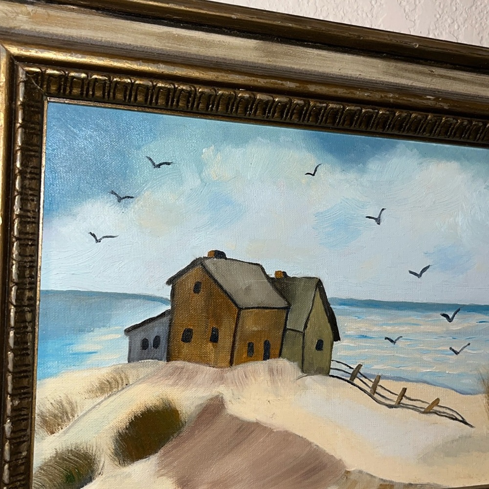 Rustic House by the Ocean Landscape Painting signed by local Oklahoma artist - Picture 4 of 4